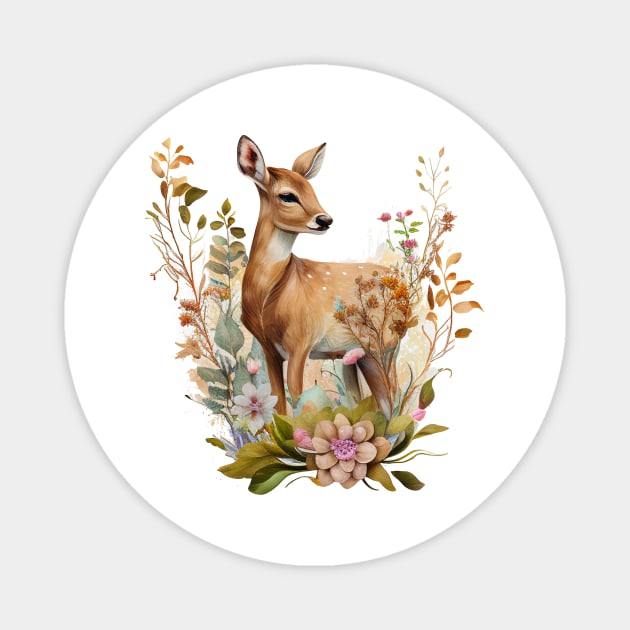 Deer Floral Magnet by Mixtgifts